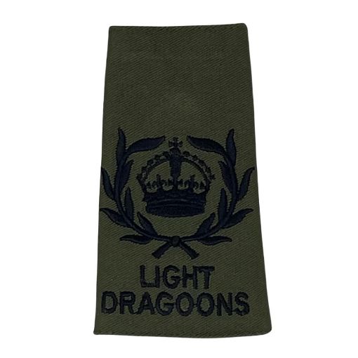 Picture of The Light Dragoons Rank slide - Olive - Regimental Quartermaster Sergeant - Black Emb - Tudor Crown